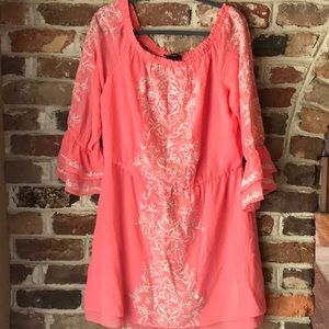 Coral off shoulder dress